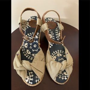 Tommy Hilfiger Tan Knotted Ankle Strap Wedge